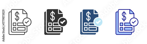 Invoice Icon Set. Designed In Multi Style