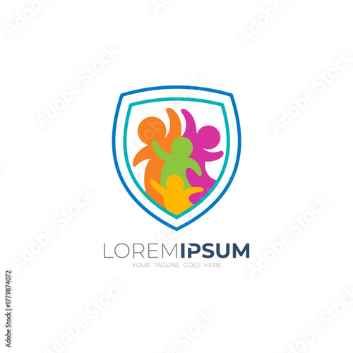 Family logo with shield design template, charity logos