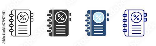 Tax Record Icon Set. Designed In Multi Style