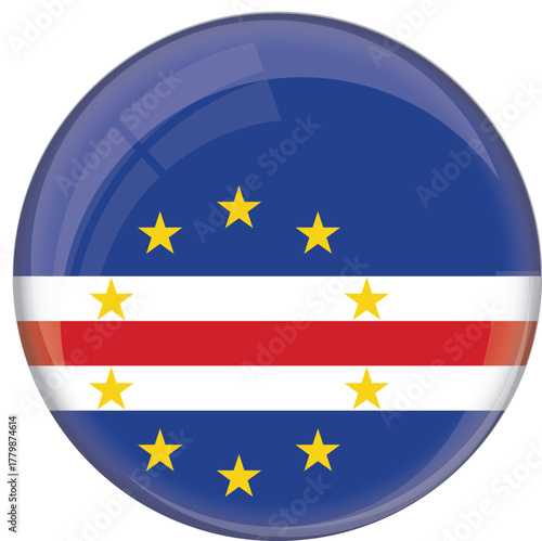 Free Download Cape Verde flag with glossy rounded button for football team and national emblem	 - GFXLoad