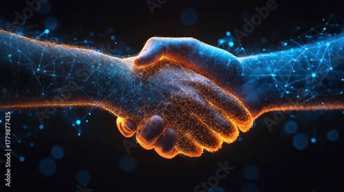 Digital Handshake Connecting Global Network Technology