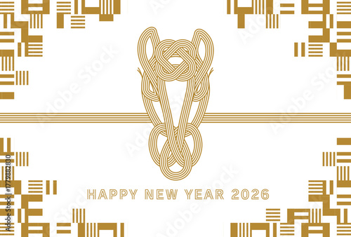 おしゃれシンプルな2026年午年年賀状