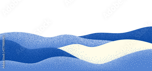 Vector Snow Abstract Background. Winter Landscape Texture. Ice Hill Illustration with Grain Dot Pattern. Winter Blue and White Snow Scene.