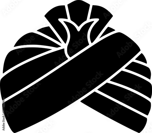Illustration of a traditional indian wedding turban silhouette
