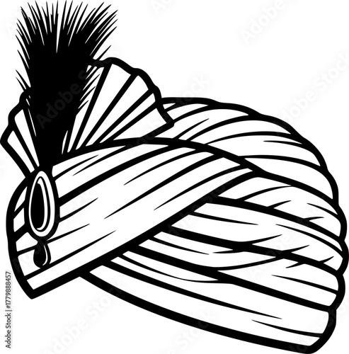 Illustration of a traditional indian wedding turban silhouette
