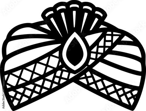 Illustration of a traditional indian wedding turban silhouette
