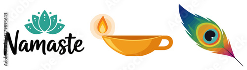 Plate of Indian Fried Pastry Snack with Sauce. Cartoon Gujiya or Curry Puff Vector.