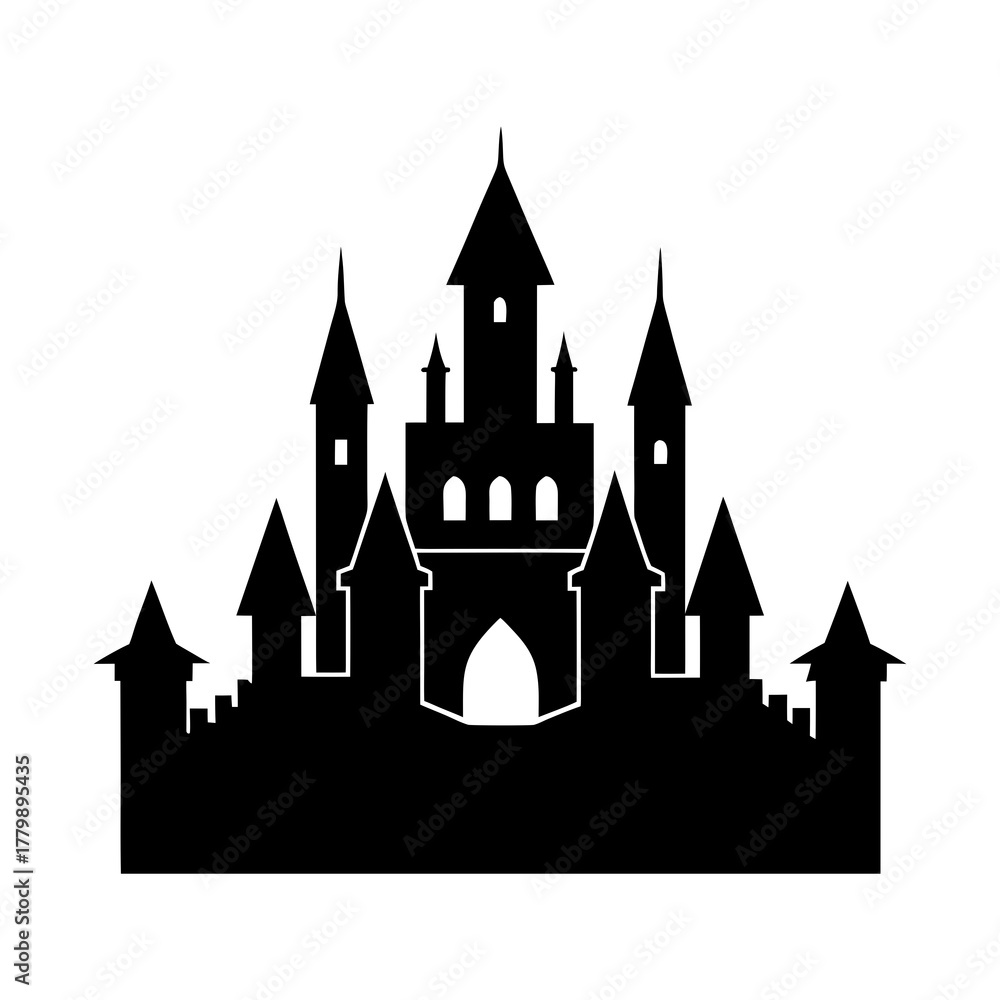 Obraz premium Silhouette of an old castle vector illustration