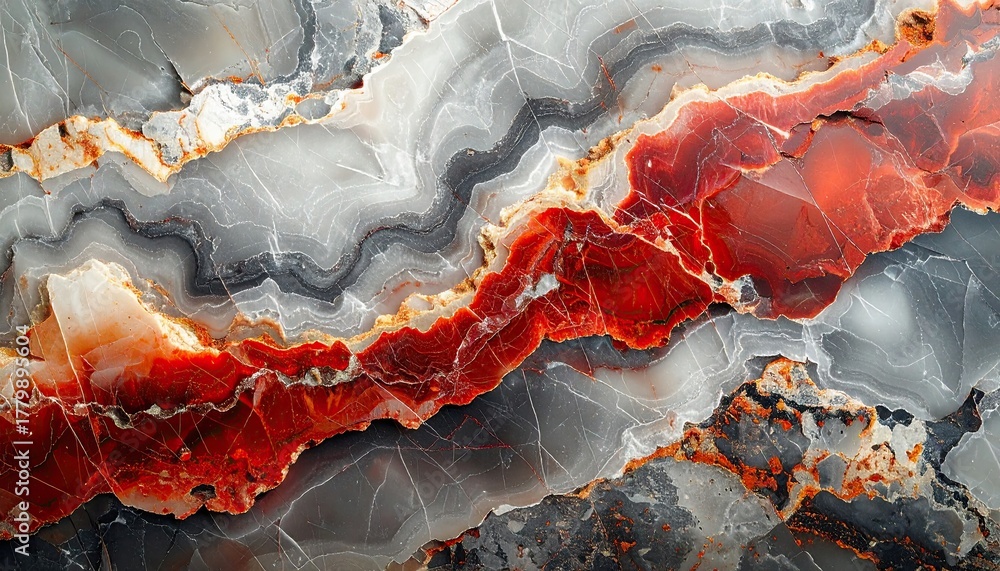 Obraz premium Stunning Abstract Red and Grey Marble Texture with Dynamic Flowing Patterns.