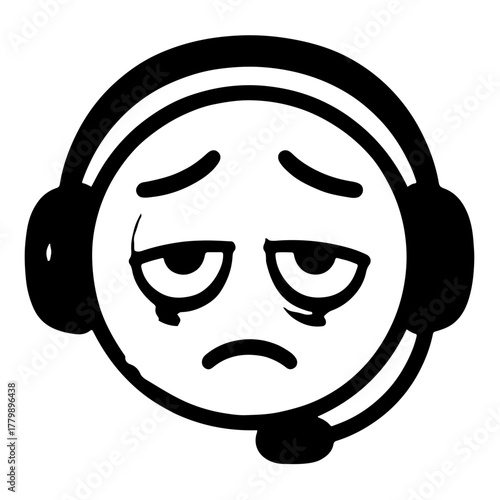 Black and White Sleepy Remote Work Emoticon