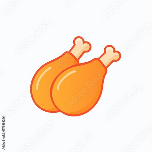 Two Golden Brown Fried Chicken Drumsticks on a White Background with Soft Lighting