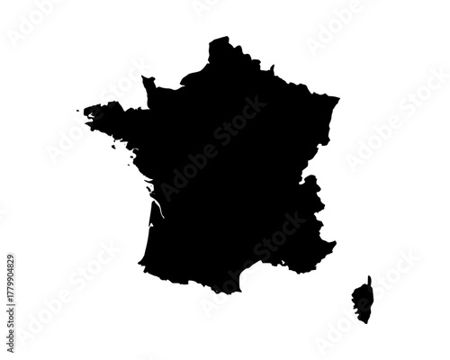 Elegant flat black vector illustration of France country map silhouette for cultural, design, and learning use