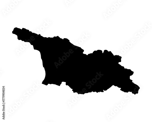 Flat black vector illustration of Georgia country map silhouette for cultural, educational, and cartographic design