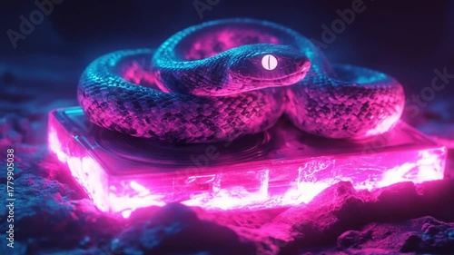Snake on illuminated platform
