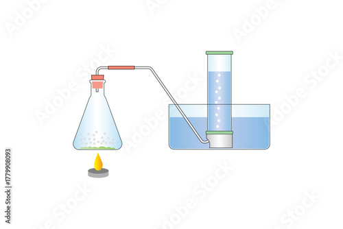 Methane Gas preparation Experiment Science Design. Vector Illustration.