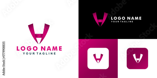 letter H shield logo design