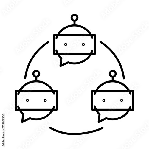 Multi Agent Systems – Using Multiple AI Agents for Collaborative Solutions to Complex Problems in Distributed Systems. Vector Editable.