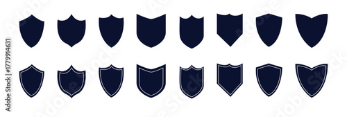 Collection of Blank Shield Shape vector on white background

