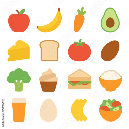 Assorted food collection: A vibrant assortment of individual food items, perfectly arranged to showcase the beauty and variety of nutritious options.