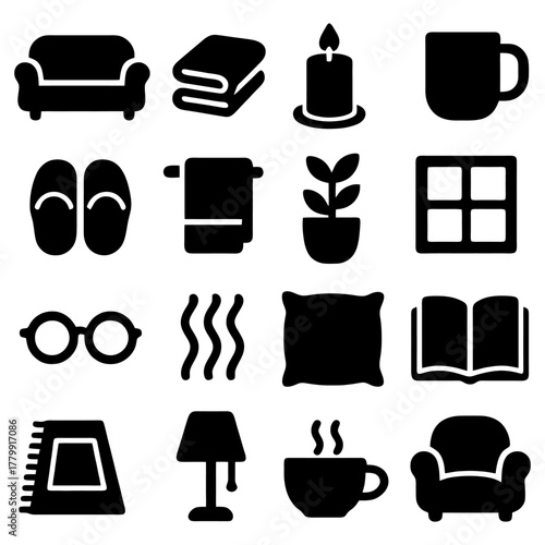 Cozy Comfort: An array of comforting objects, representing a sense of warmth, relaxation, and serenity within a home environment.