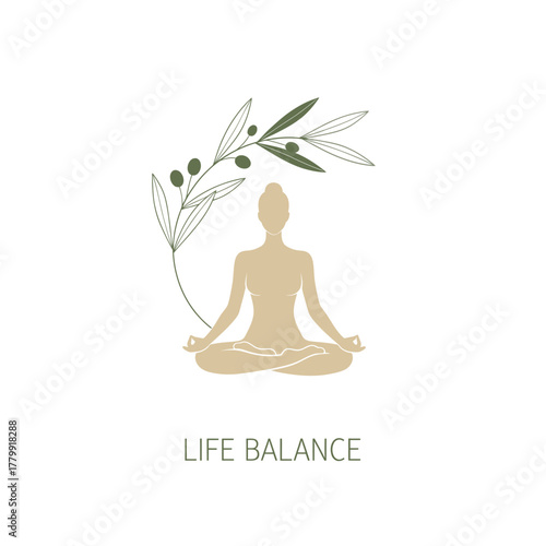 Life Balance Yoga Meditation Olive Branch Logo