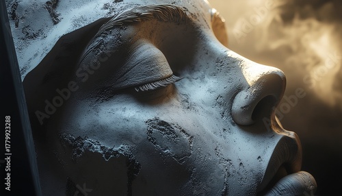 Subtle Chiaroscuro A Close-Up of a Face's Serene Expression