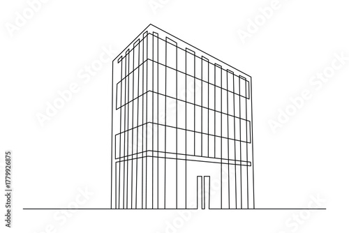 Abstract corporate building continuous one line minimalist illustration