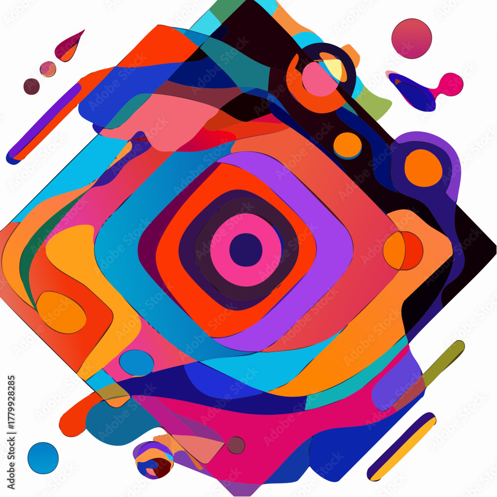 Fototapeta premium Modern abstract gradient art poster with geometric shapes, collage, colorful pattern, and vibrant compositions