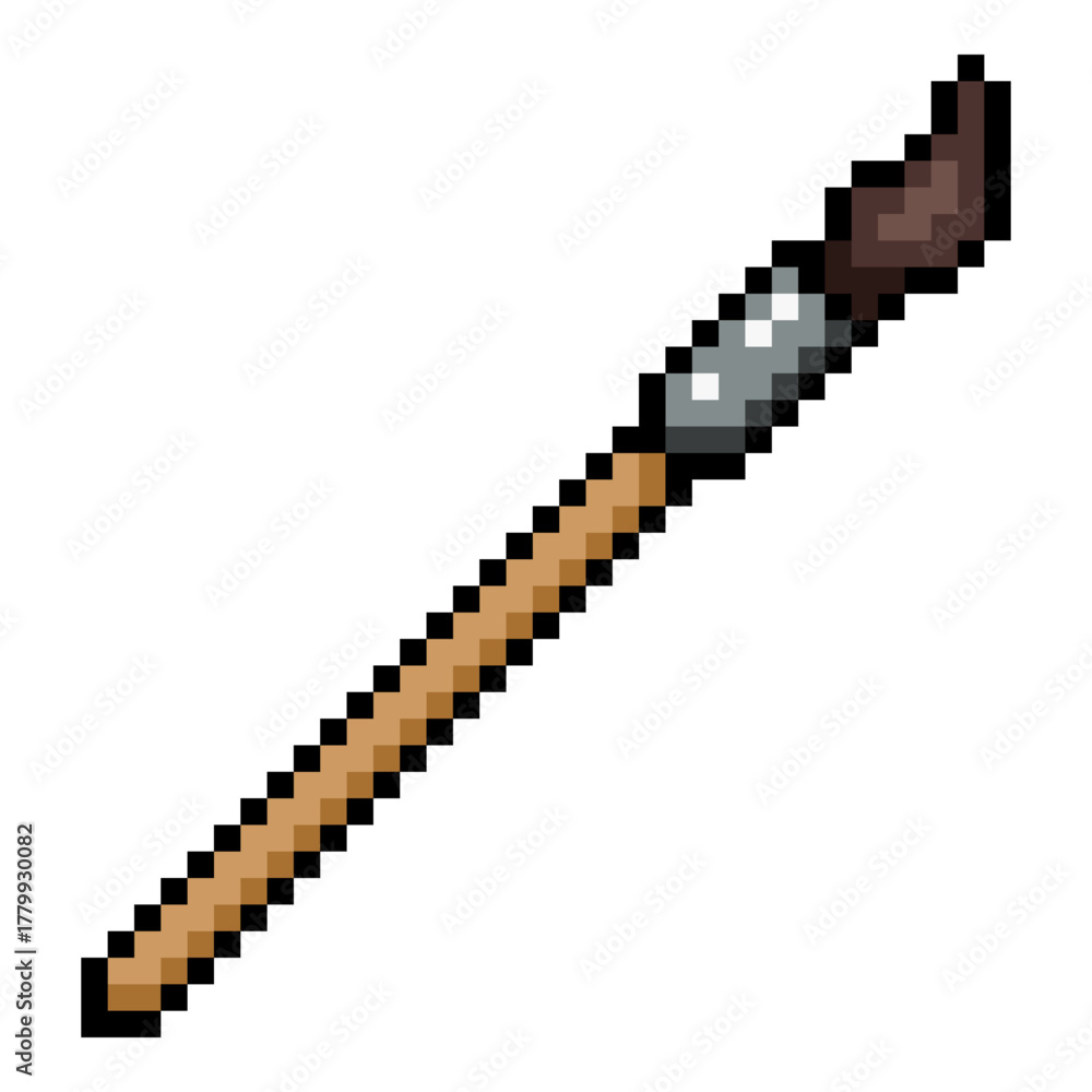 Fototapeta premium Vector Isolated Pixel Art Icon - Painting Brush