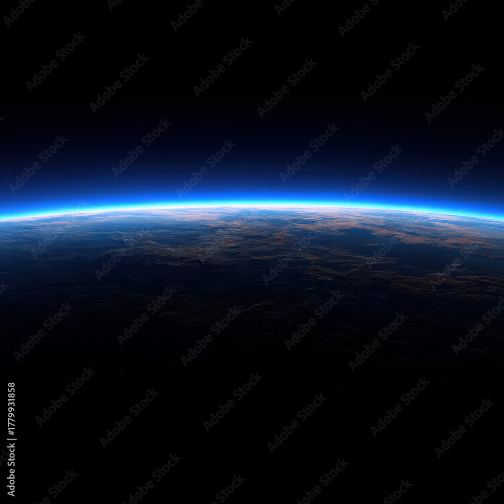 Fototapeta premium Earth's horizon at dawn outer space digital art cosmic environment wide angle beauty of the universe
