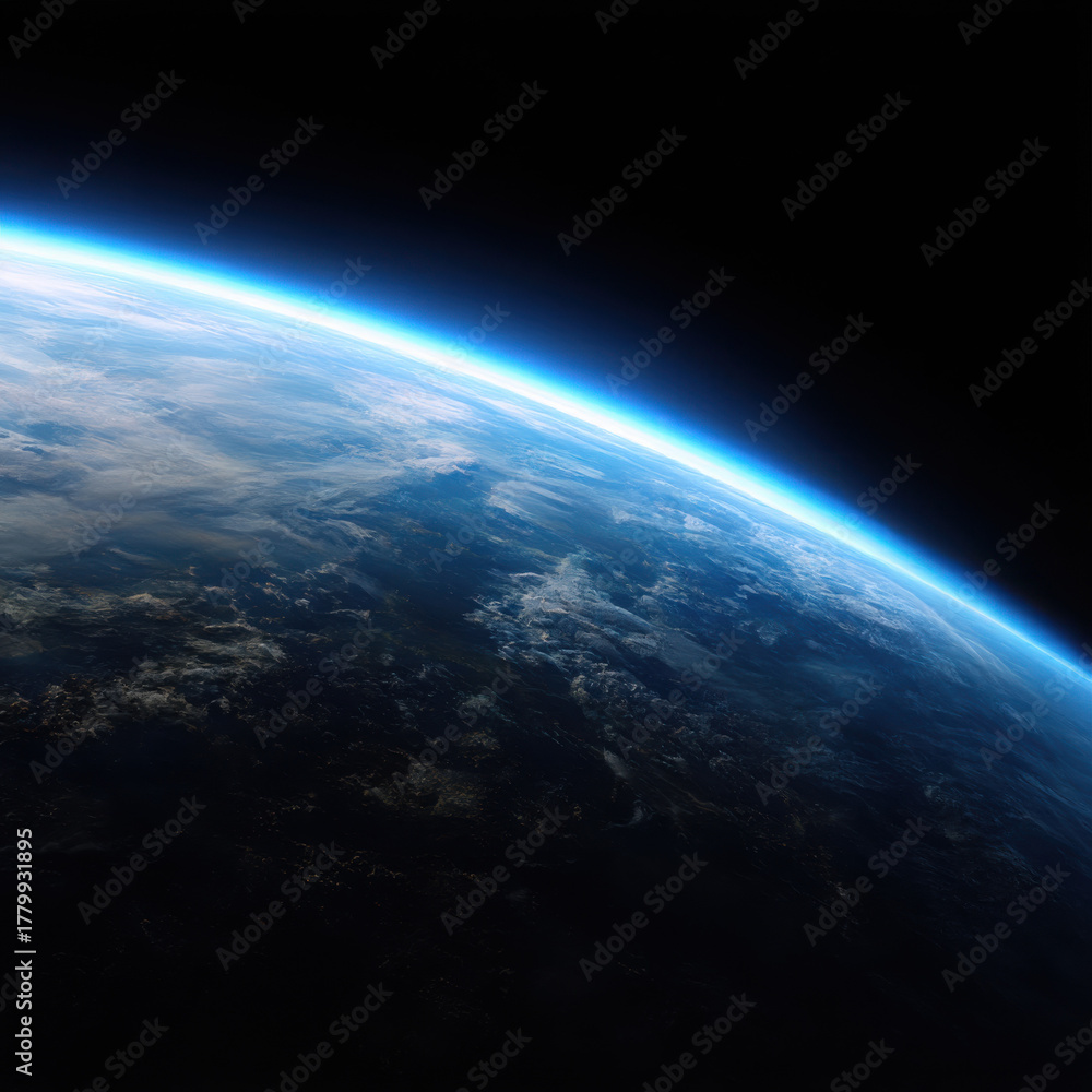 Fototapeta premium Exploring earth from space a captivating view of our planet's surface outer space digital art cosmic environment wide-angle perspective
