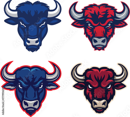 Bold Bull Mascot Logos – Fierce Cartoon Animal Heads Collection
