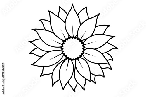 Sunflower outline, sunflower black line art symbol