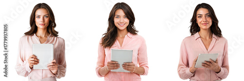 Wallpaper Mural Set of businesswomen with digital tablets, isolated on transparent background Torontodigital.ca
