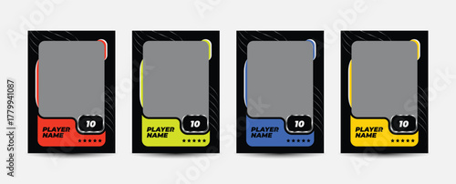 Trading card template design for sports, picture frame for player performance, photo frame or border collection for hockey, basketball and football player, sports flyer design, template eps 10.