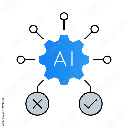 AI Decision Making – Leveraging AI to Make Smarter, Data-Driven Decisions Across Multiple Domains. Vector icons.