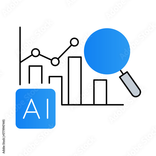 AI Analytics – Using AI to Uncover Insights and Trends from Complex Data for Smarter Decisions. Vector icons.