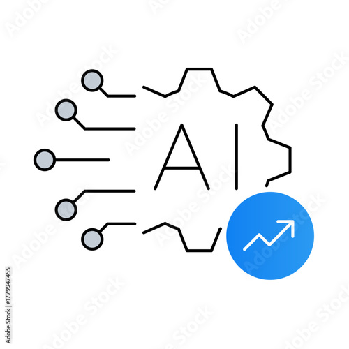 AI Efficiency – Improving Operational Efficiency and Productivity Using AI Automation. Vector icons.
