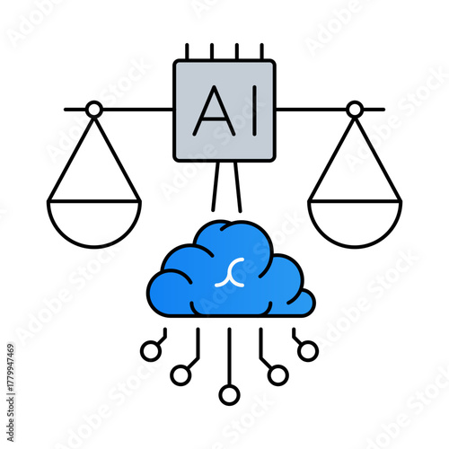 AI Ethics – Promoting Fair, Responsible, and Transparent Use of AI Technologies in All Applications. Vector icons.