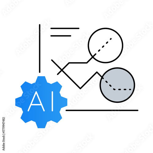 AI Prediction Graph – Visualizing AI Predictions and Future Trends for Smarter Decision-Making. Vector icons.