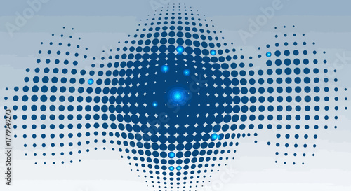 Abstract Vector Pattern with Circular Dot Elements in Modern Geometric Style Featuring Blue Gradient Colors