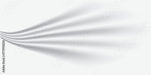 Grey wind line element. Air stream flow wavy motion trace. Blowing wind wave concept. Swoosh and swirl stripe path design illustration. Vector grey design