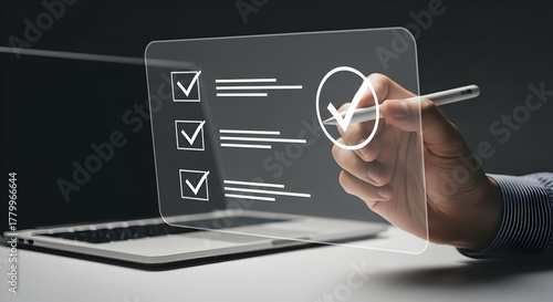 Completing tasks digitally with stylus on modern checklist interface