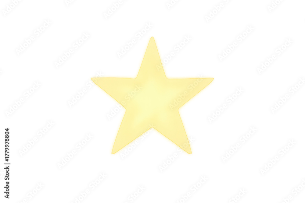 Fototapeta premium Glowing yellow star symbol representing quality, success, rating, and celebration on a transparent background