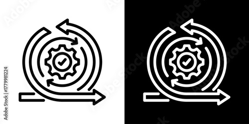 Iteration Icon Of Line Black And White Style 