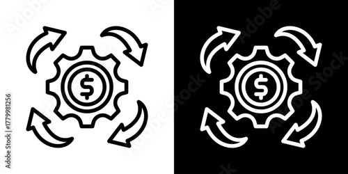 Revenue Model Icon Of Line Black And White Style 