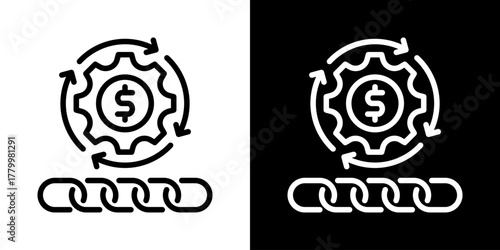 Value Chain Icon Of Line Black And White Style 