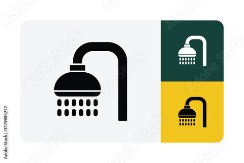 Modern shower icon set for your bathroom design project, clean and simple graphics for a modern bathroom, spa, or wellness center