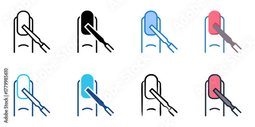 Nail care icon set multiple style collection 
