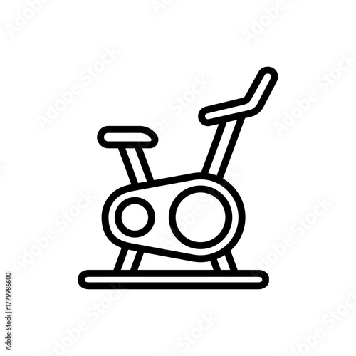 Outline exercise bike spin class line art icon
